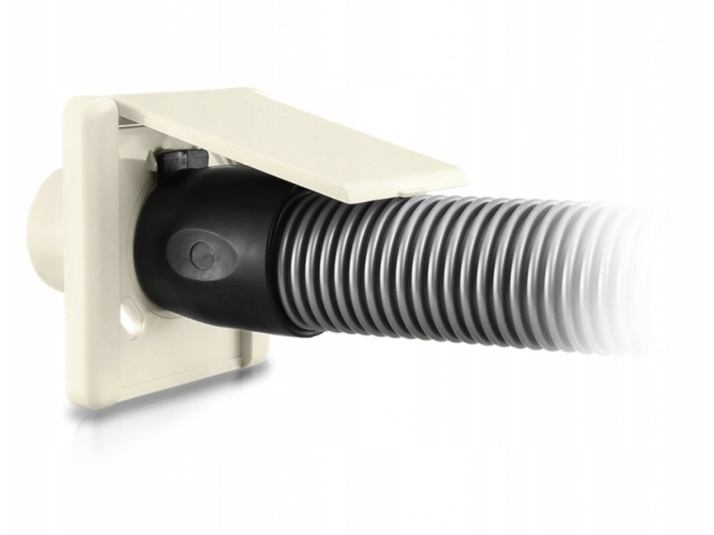 Zásuvkový komplet SQUARE (9x9 cm) - Mandlová vysavačová zásuvka včetně stěnové základny.